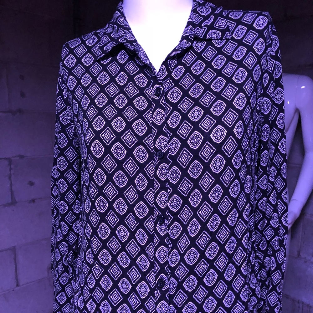 Black Printed Shirt-Dress